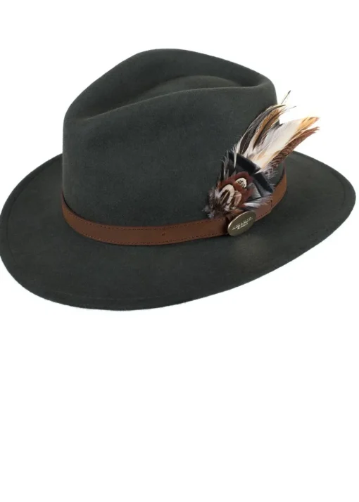 Suffolk Fedora Bronze Side Feather - Olive