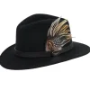 Suffolk Fedora Fawn Side Feather - Black