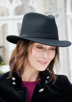 Suffolk Fedora Fawn Side Feather - Black