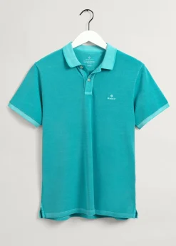 Sunfaded Pique Rugger - Aqua Green