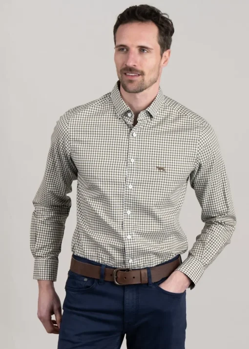 Superfine Gunn Check Oxford Shirt - Loden