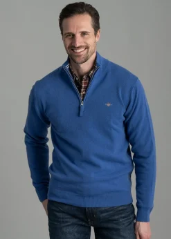 Superfine Lambswool Half Zip - Rich Blue