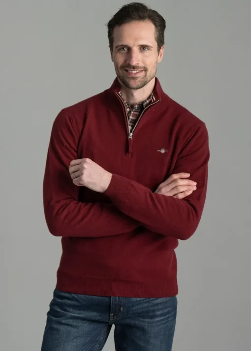 Superfine Lambswool Half Zip - Plumped Red