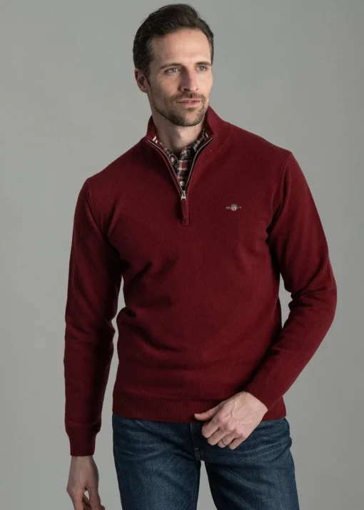 Superfine Lambswool Half Zip - Plumped Red