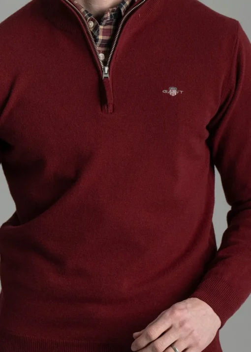 Superfine Lambswool Half Zip - Plumped Red