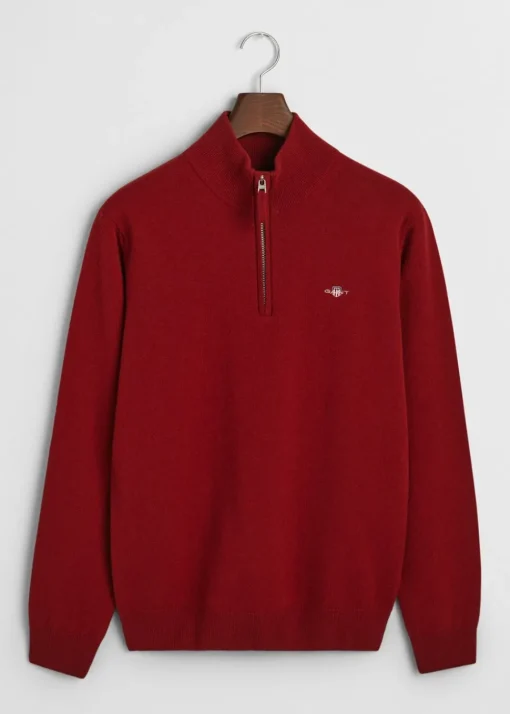Superfine Lambswool Half Zip - Plumped Red