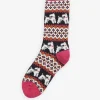 Terrier Fairisle Socks - Navy and Pink Dahlia