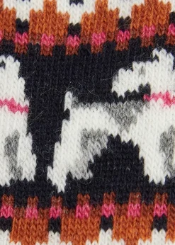 Terrier Fairisle Socks - Navy and Pink Dahlia