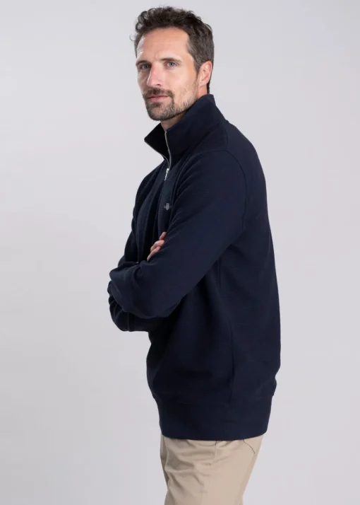 Texture Half Zip Sweatshirt - Evening Blue