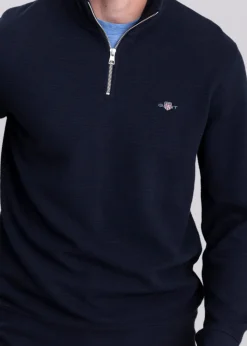 Texture Half Zip Sweatshirt - Evening Blue