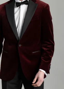 Theo Velvet Jacket - Burgundy