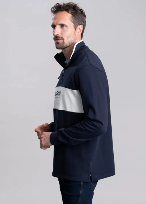 Trencrom Quarter Zip - Navy and Stone