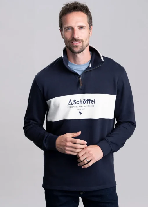 Trencrom Quarter Zip - Navy and Stone