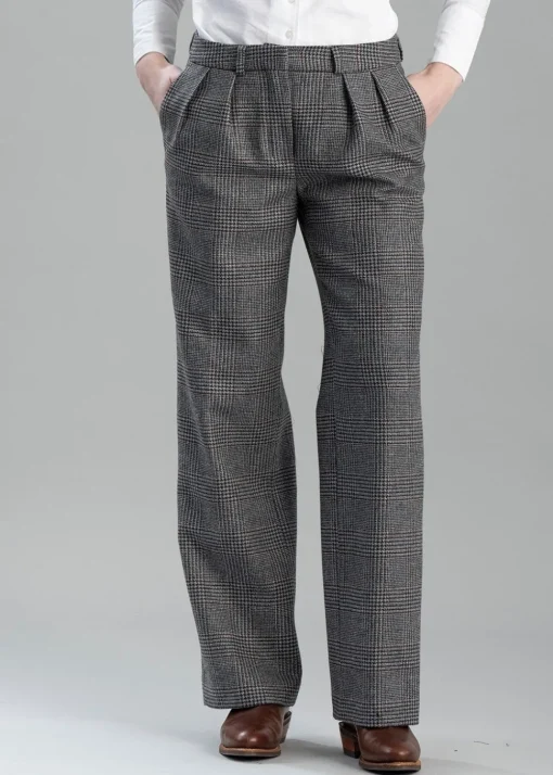 Twill Wide Leg Trousers - Berwick Check