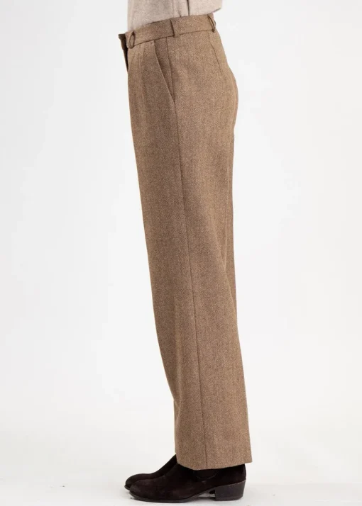 Twill Wide Leg Trousers - Kensington Herringbone