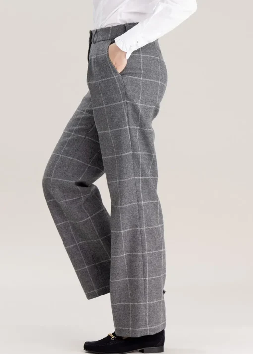 Twill Wide Leg Trousers - Cambridge Check