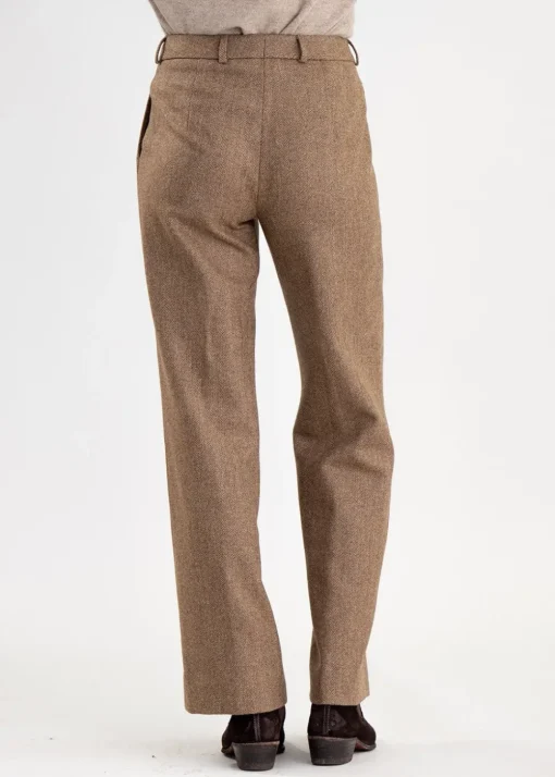 Twill Wide Leg Trousers - Kensington Herringbone