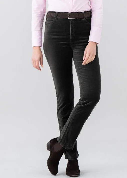 Velvet Straight Leg Jeans - Olive Green