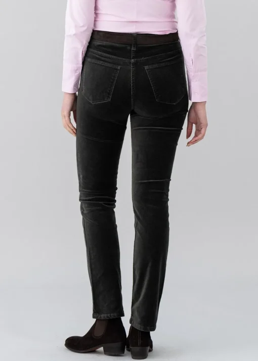 Velvet Straight Leg Jeans - Olive Green