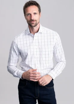 Wells Tailored Shirt - Wine and Navy Check