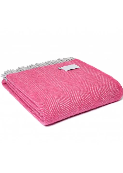 Whistler Herringbone Throw - Pink and Silver