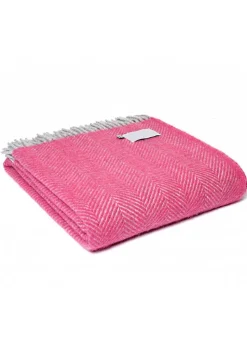 Whistler Herringbone Throw - Pink and Silver