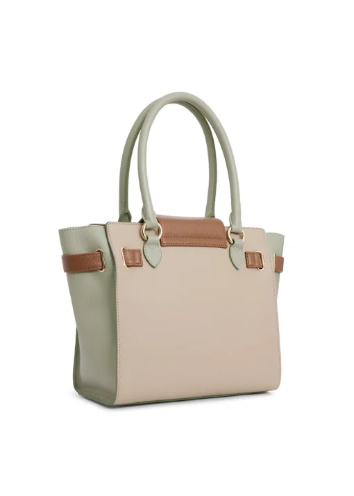 Windsor Tote Bag - Mint, Stone and Tan Leather