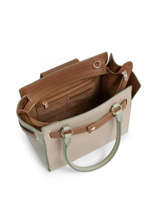 Windsor Tote Bag - Mint, Stone and Tan Leather